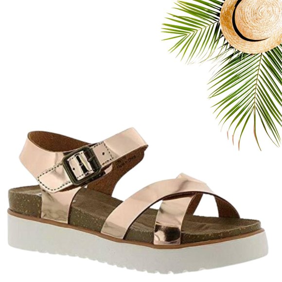 Not Rated Shoes - Womens Oetter Rose Gold Platform Sandal *footbed*